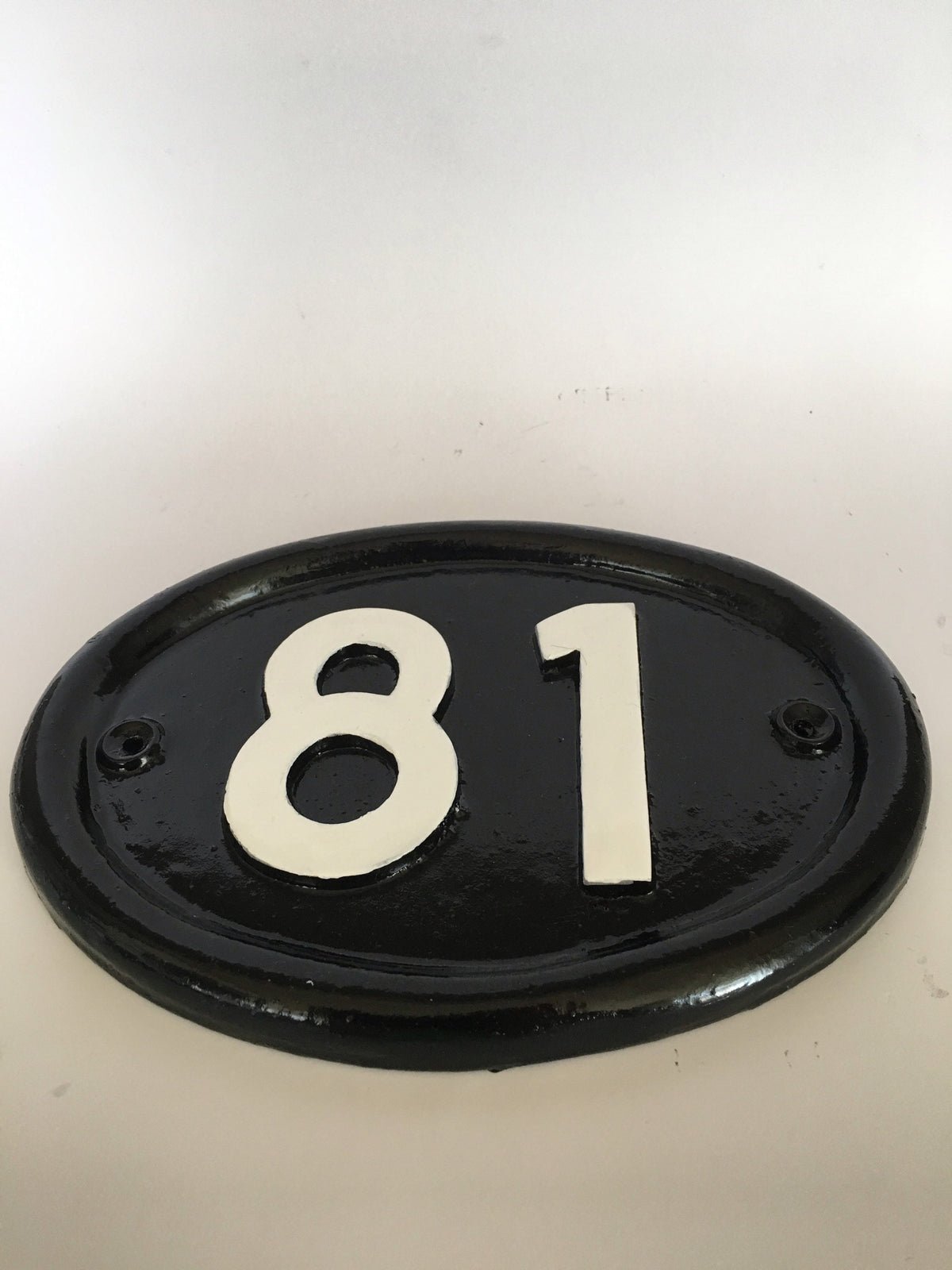 Handmade Cast Aluminum Address Sign, Enamel Painted House Number Plaque