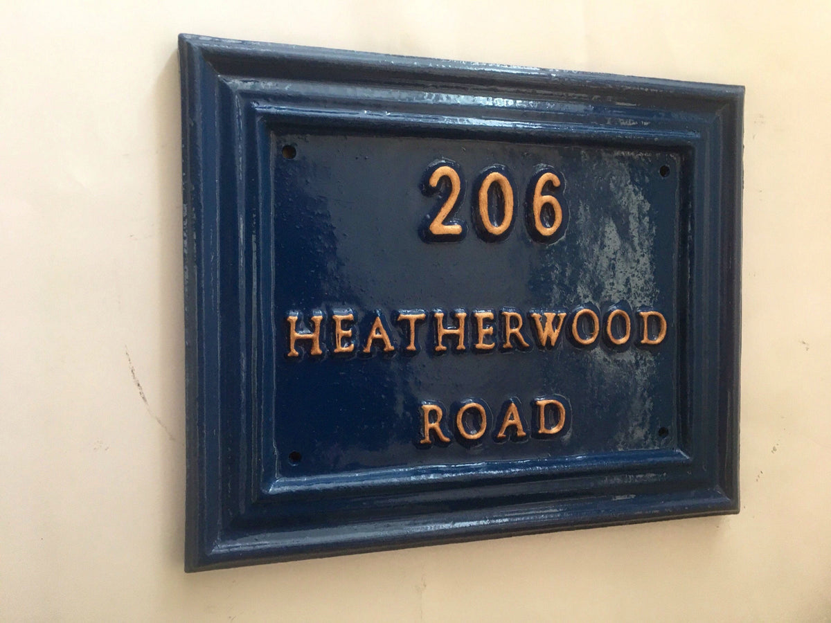 Handmade Cast Aluminium House Number Sign, Custom Door Plaque