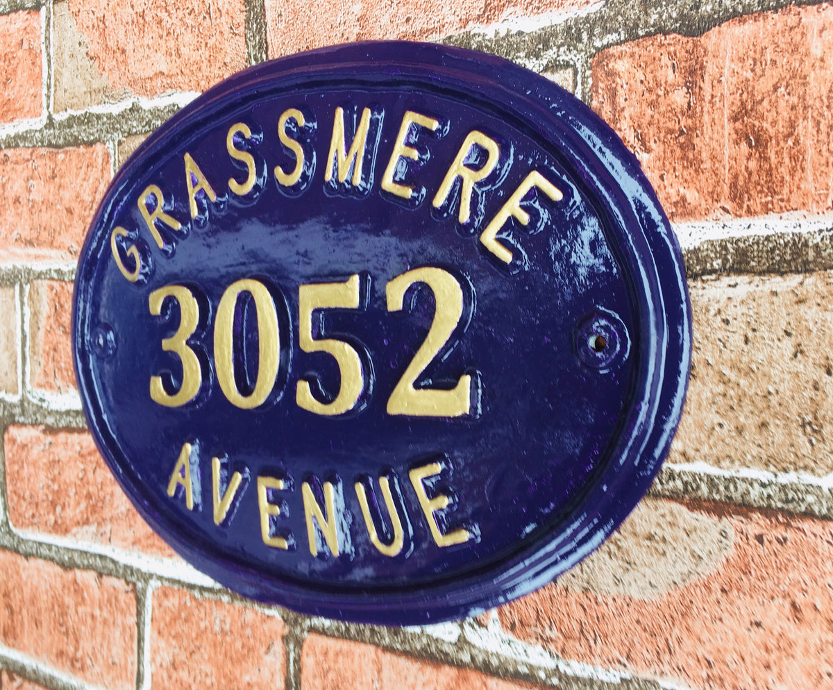 Handmade Colonial House Number Plaque, Personalized Aluminum Address Sign