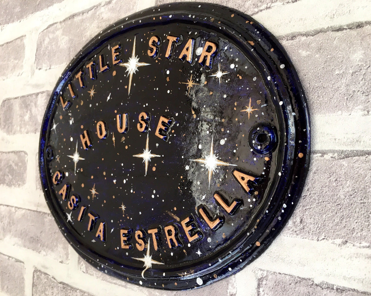 Handmade Aluminum House Number Plaque, Enamel Painted Address Sign