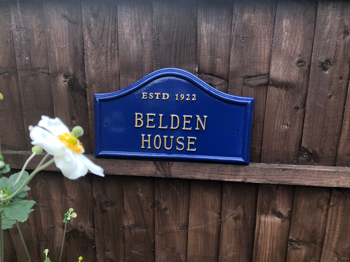 Personalized Edwardian House Name Sign, Cast Aluminum, Custom Colors