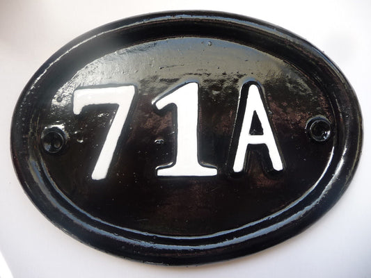 Handmade Cast Aluminum Address Sign, Enamel Painted House Number Plaque