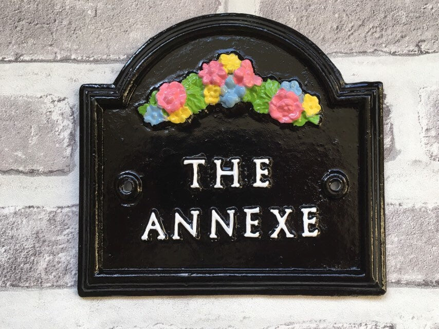 Hand Cast Aluminum House Number Sign, Floral Motif, Personalized