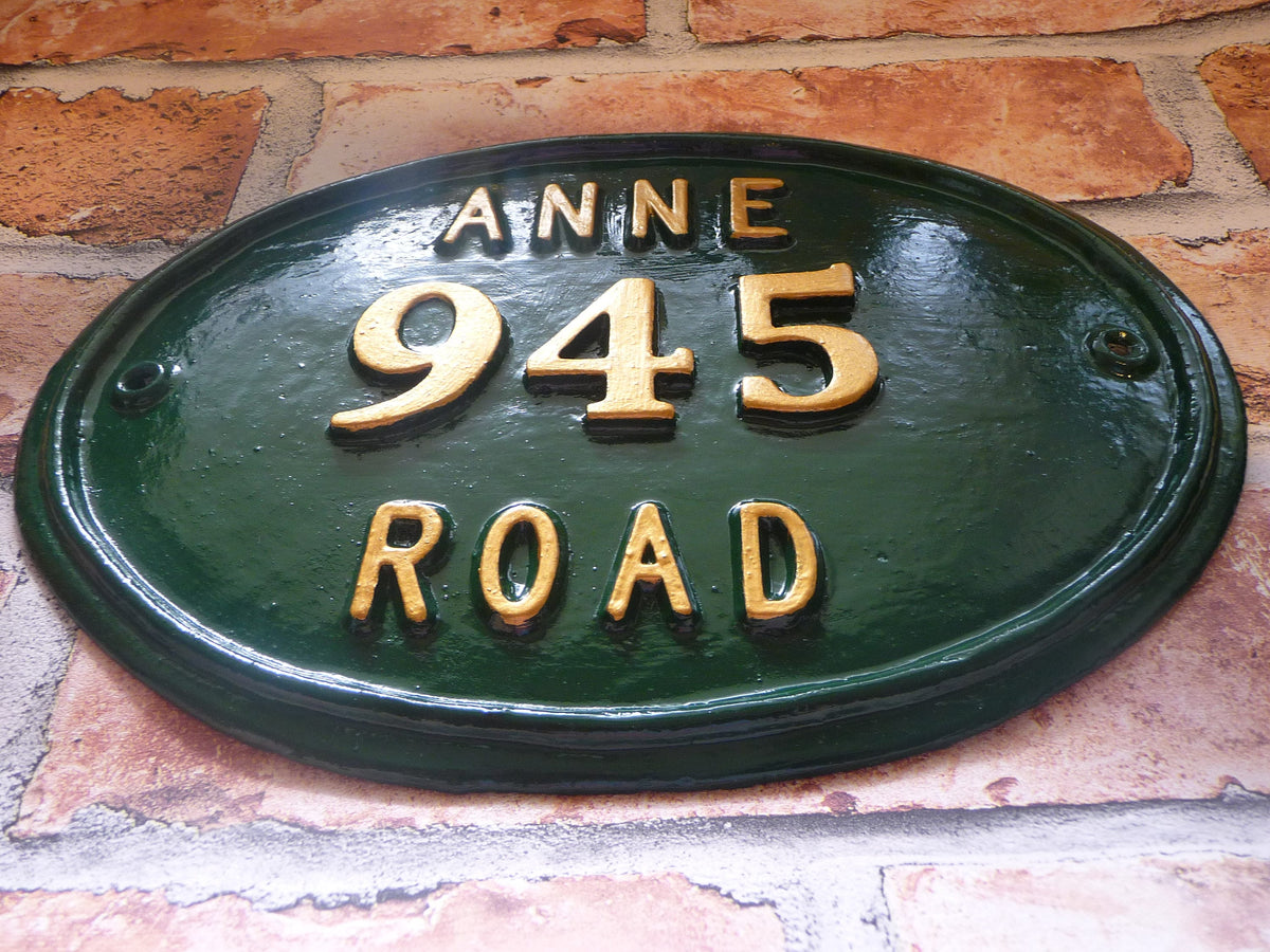 Handmade Cast Aluminum House Number Sign, Custom Address Plaque