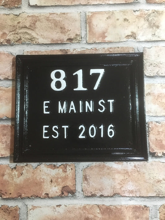Handmade Cast Aluminum House Number Sign, Traditional Address Plaque