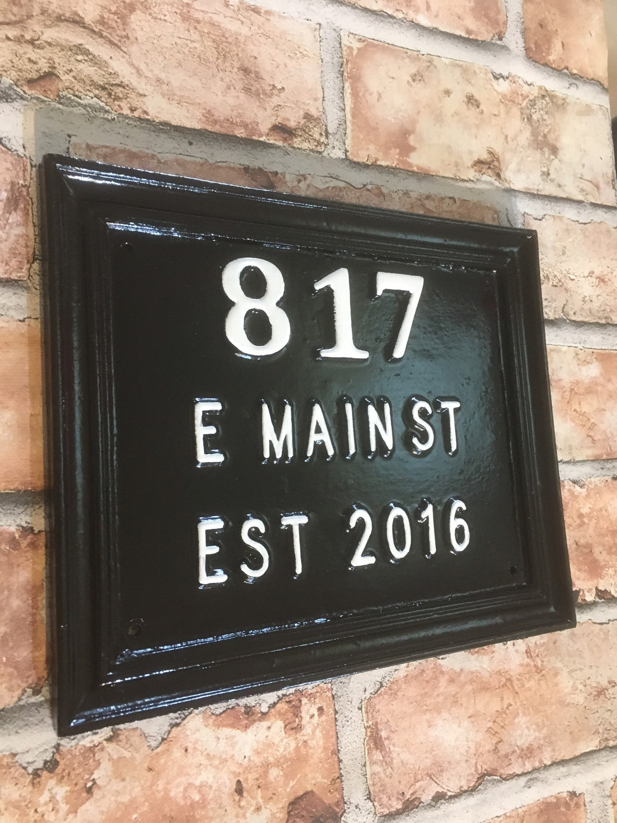 Handmade Cast Aluminum House Number Sign, Traditional Address Plaque