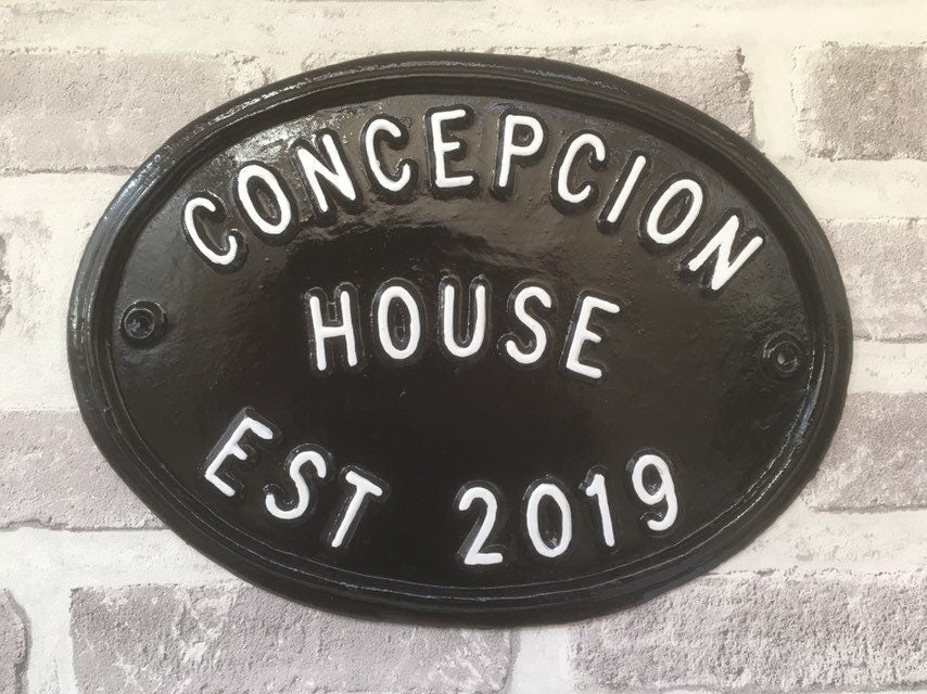 Custom Cast Metal House Sign, Hand Painted, Personalized Family Name