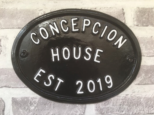Custom Cast Metal House Sign, Hand Painted, Personalized Family Name