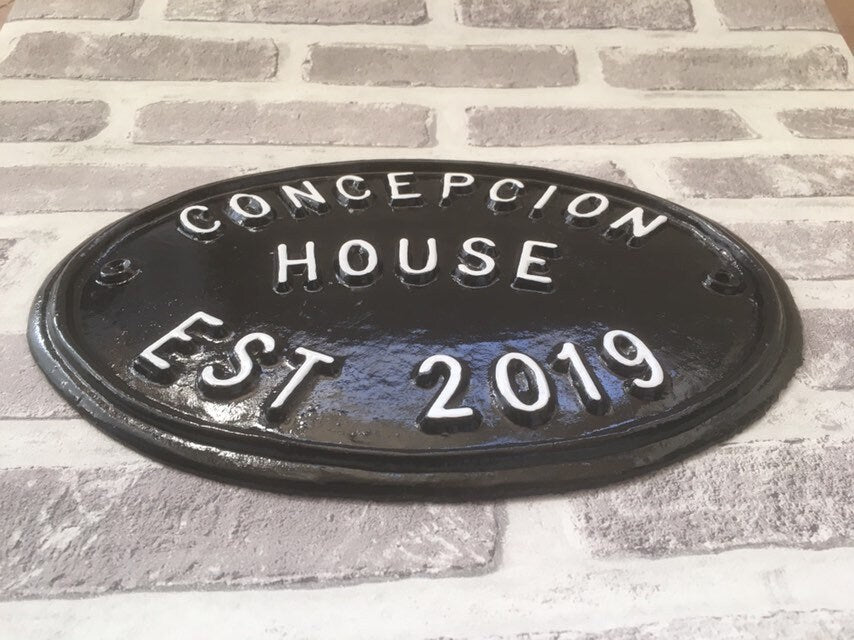 Custom Cast Metal House Sign, Hand Painted, Personalized Family Name