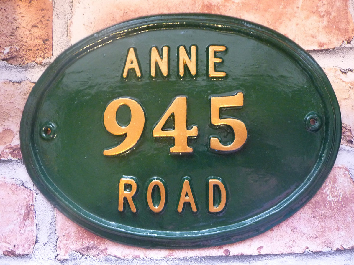 Handmade Cast Aluminum House Number Sign, Custom Address Plaque