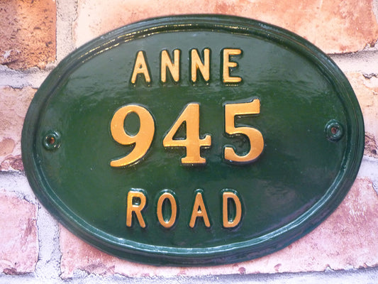 Handmade Cast Aluminum House Number Sign, Custom Address Plaque