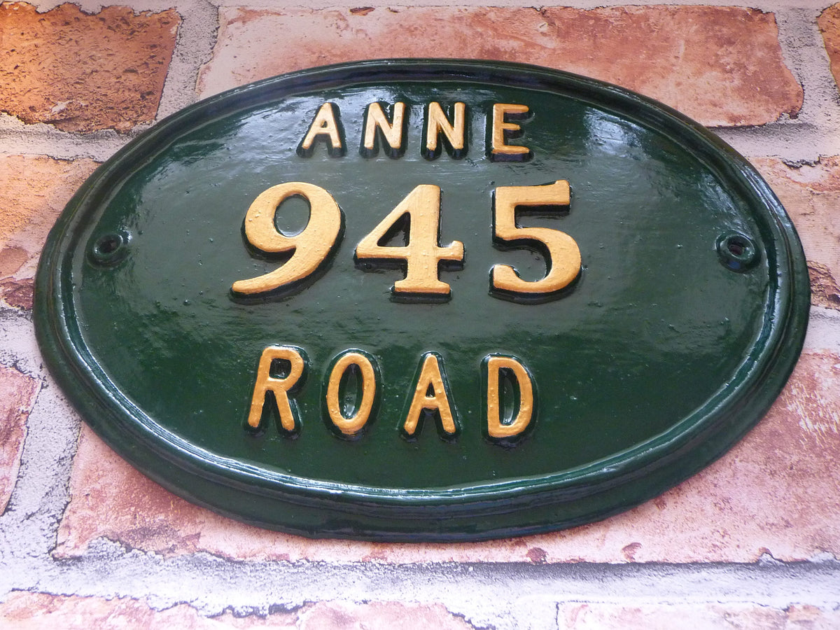 Handmade Cast Aluminum House Number Sign, Custom Address Plaque