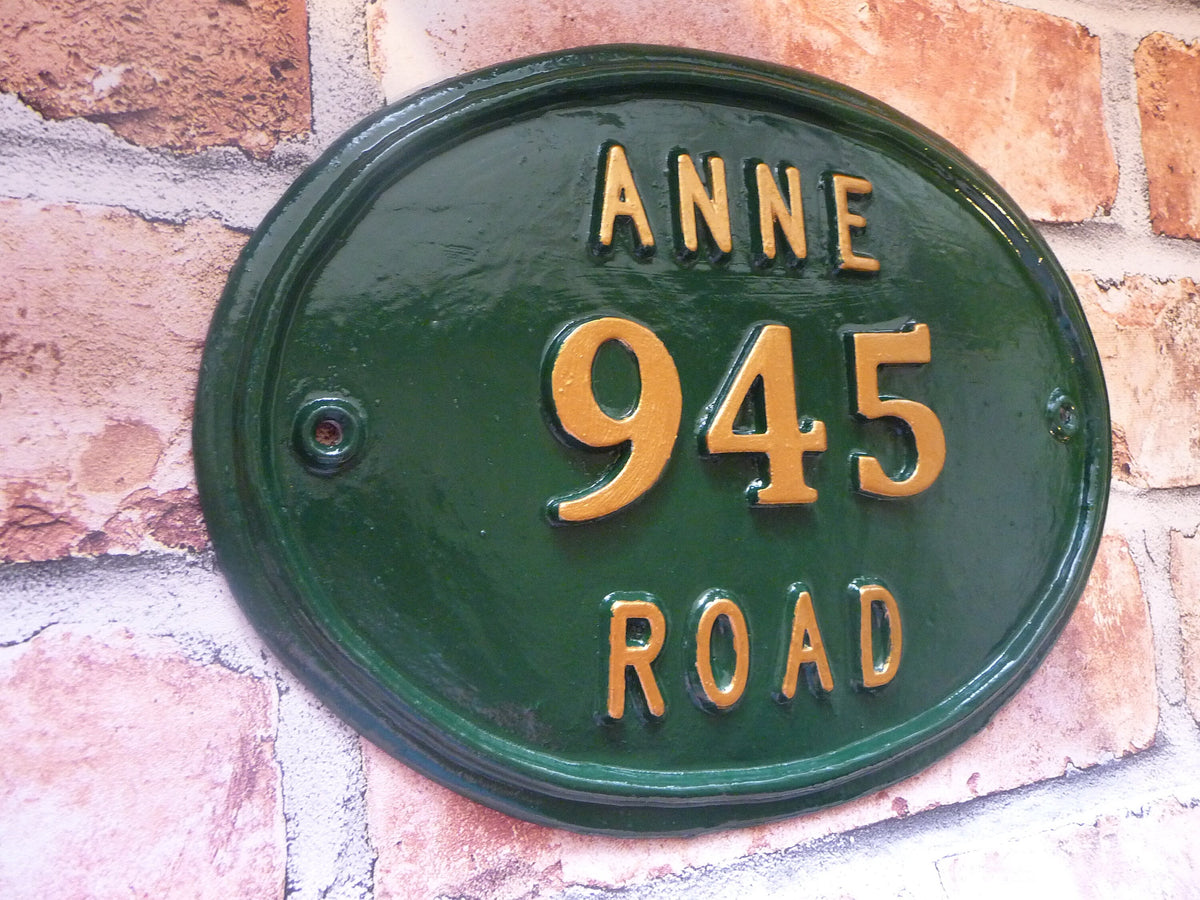 Handmade Cast Aluminum House Number Sign, Custom Address Plaque