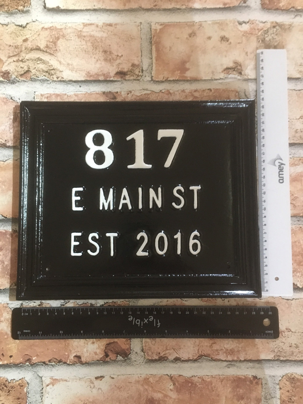 Handmade Cast Aluminum House Number Sign, Traditional Address Plaque