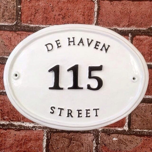 Handmade Colonial House Number Plaque, Cast Aluminum Address Sign