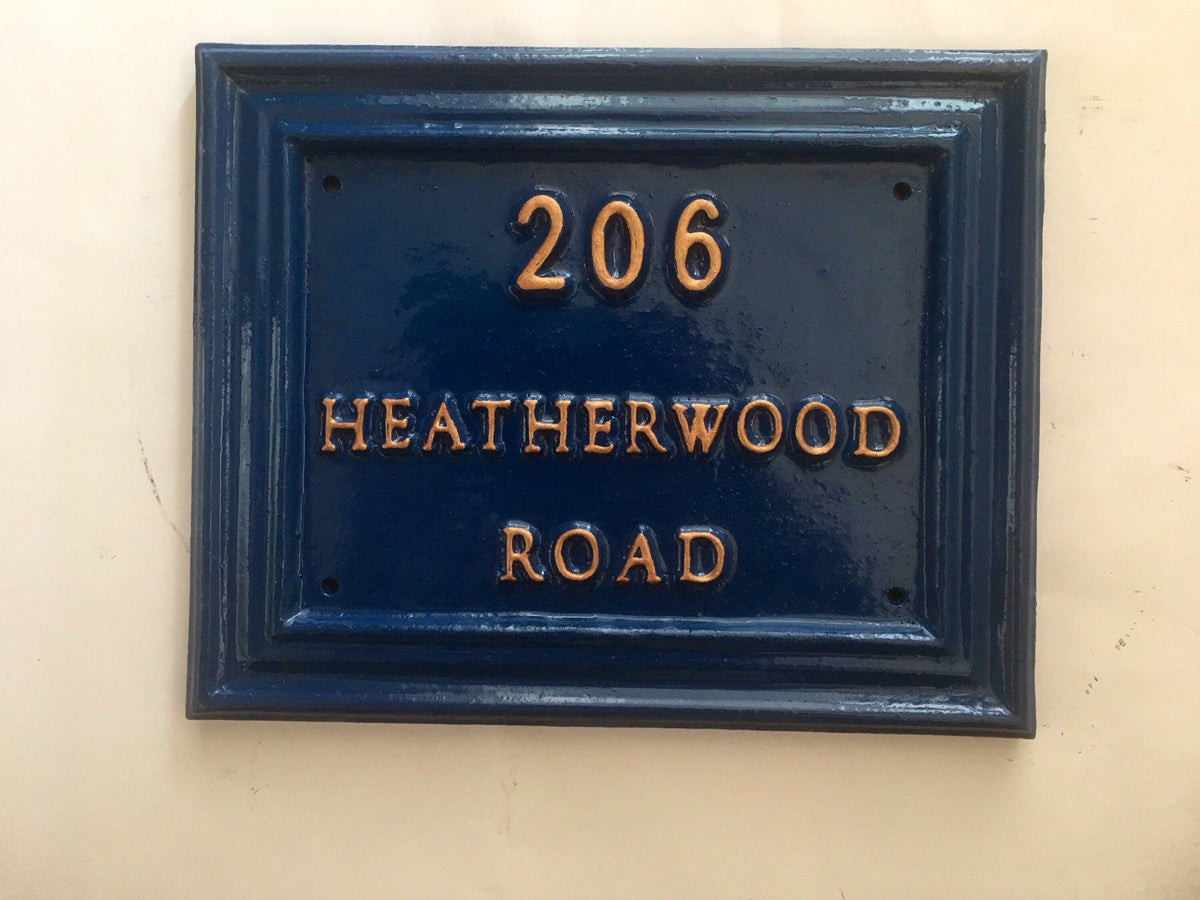 Handmade Cast Aluminium House Number Sign, Custom Door Plaque