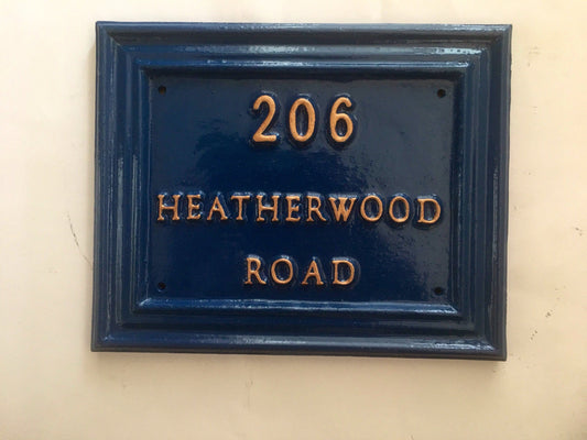 Handmade Cast Aluminium House Number Sign, Custom Door Plaque
