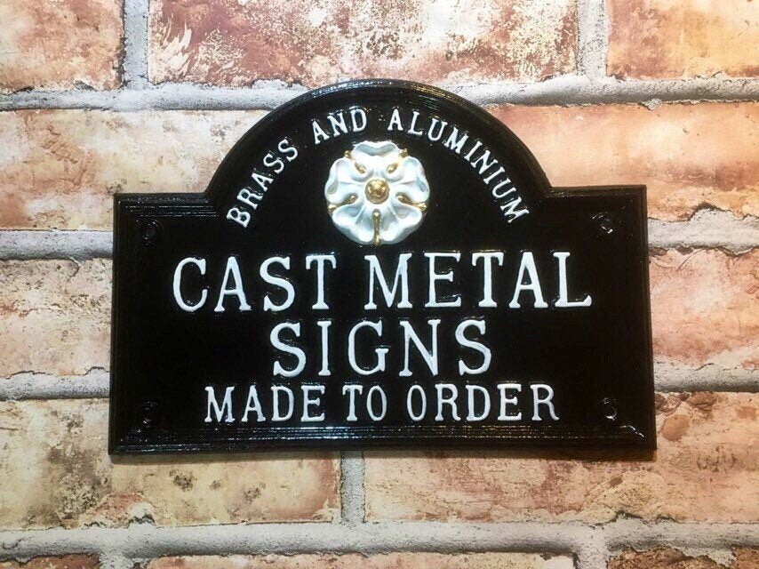 Vintage Handmade Cast Aluminum House Number Plaque, Personalized Colonial Address Sign
