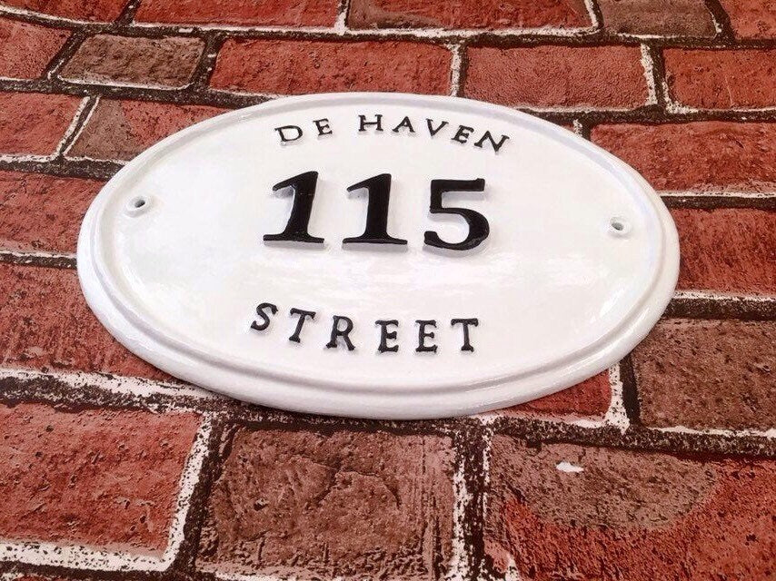 Handmade Colonial House Number Plaque, Cast Aluminum Address Sign