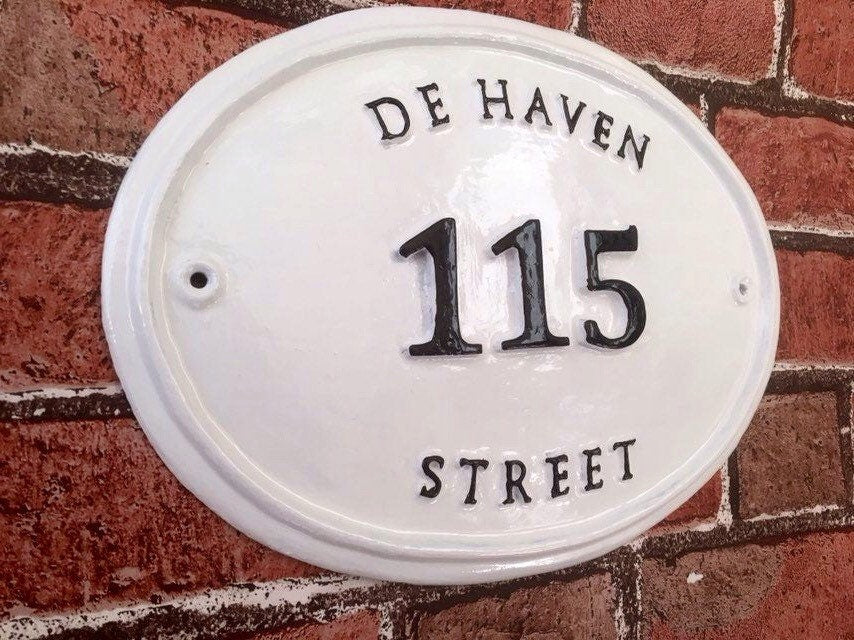 Handmade Colonial House Number Plaque, Cast Aluminum Address Sign