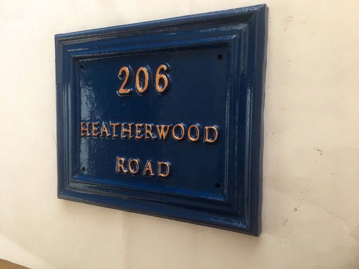 Handmade Cast Aluminium House Number Sign, Custom Door Plaque