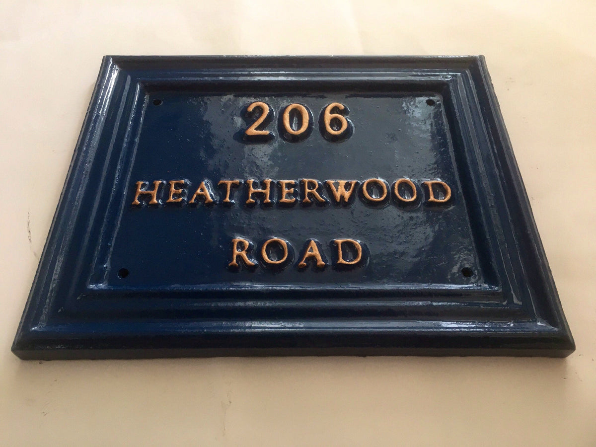Handmade Cast Aluminium House Number Sign, Custom Door Plaque