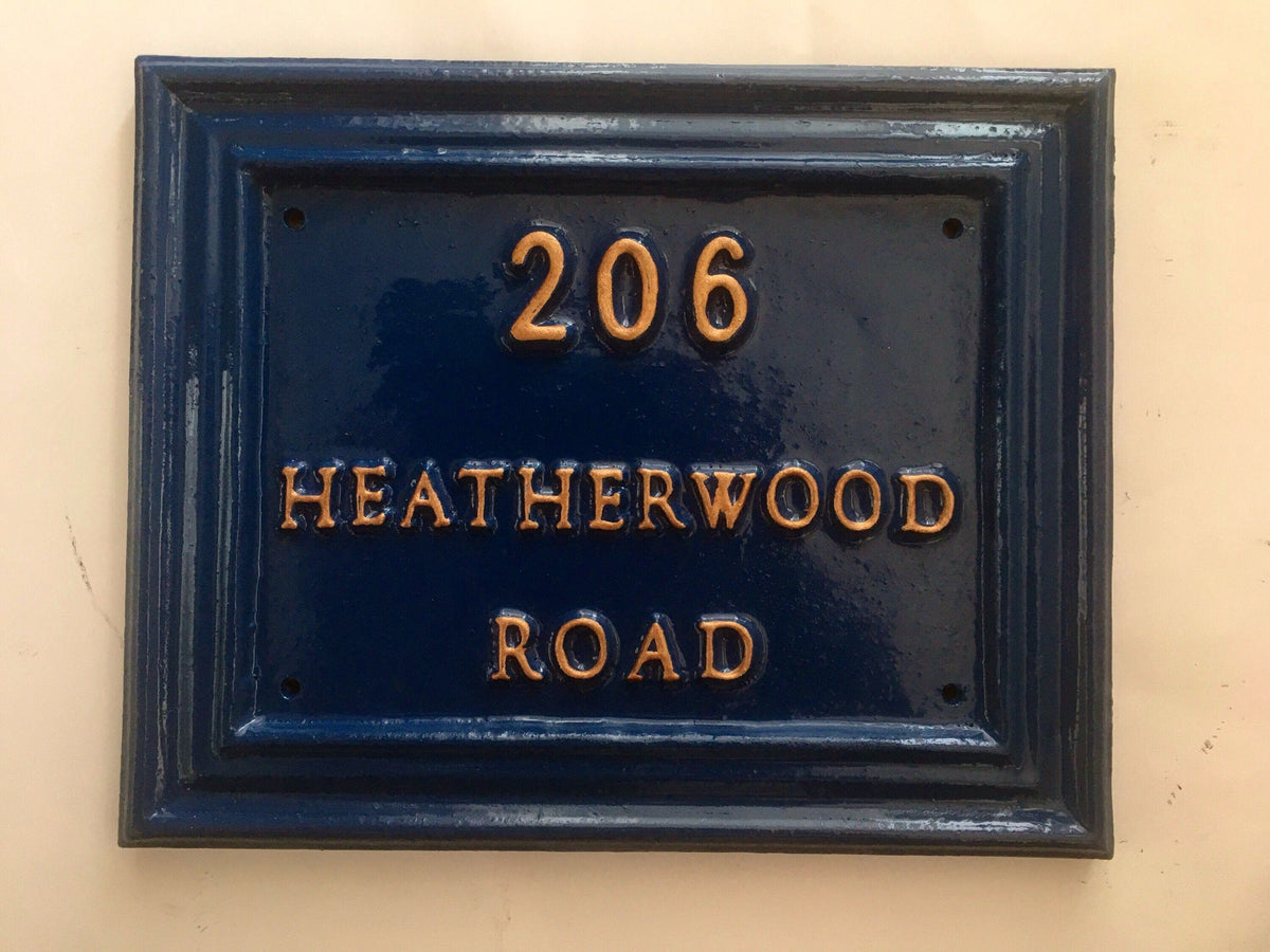 Handmade Cast Aluminium House Number Sign, Custom Door Plaque