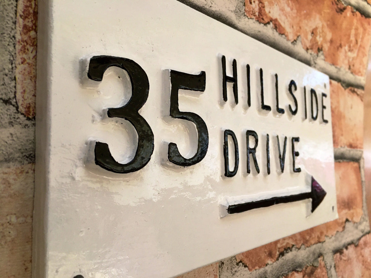 Handmade Cast Aluminum Address Sign, Custom House Number Plaque