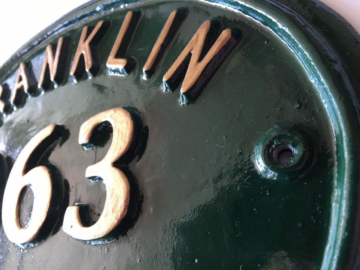 Handmade Colonial House Number Plaque, Cast Aluminum Address Sign
