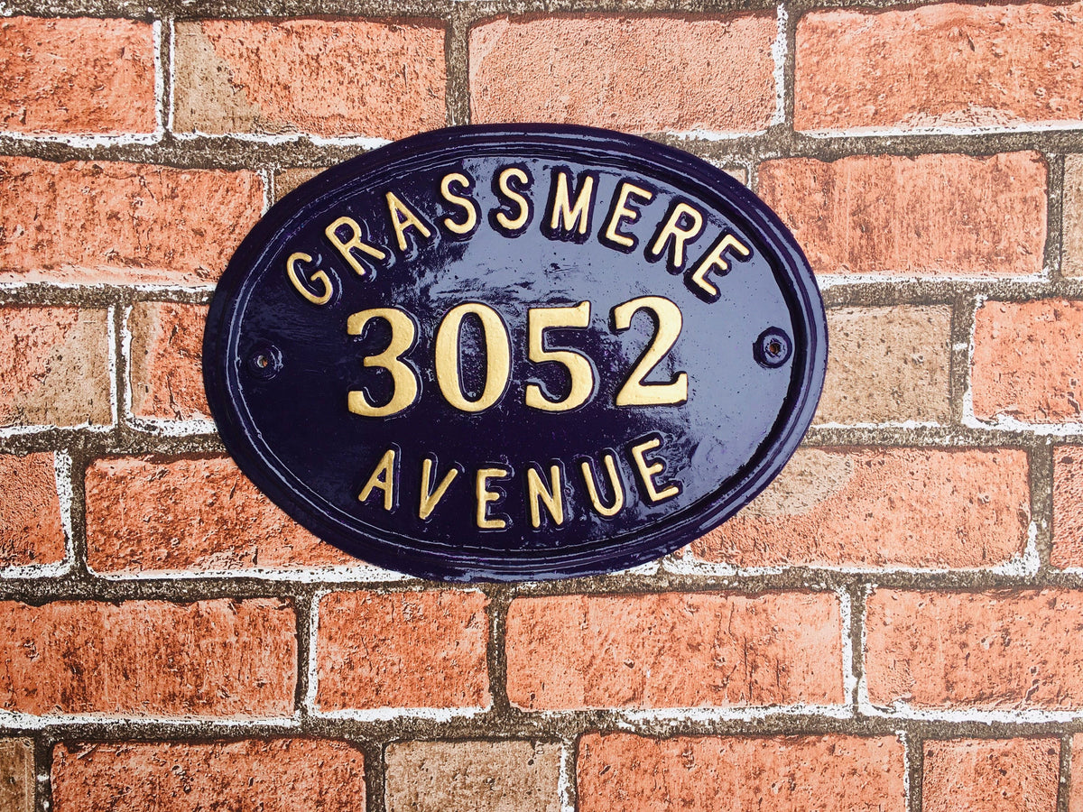 Handmade Colonial House Number Plaque, Personalized Aluminum Address Sign