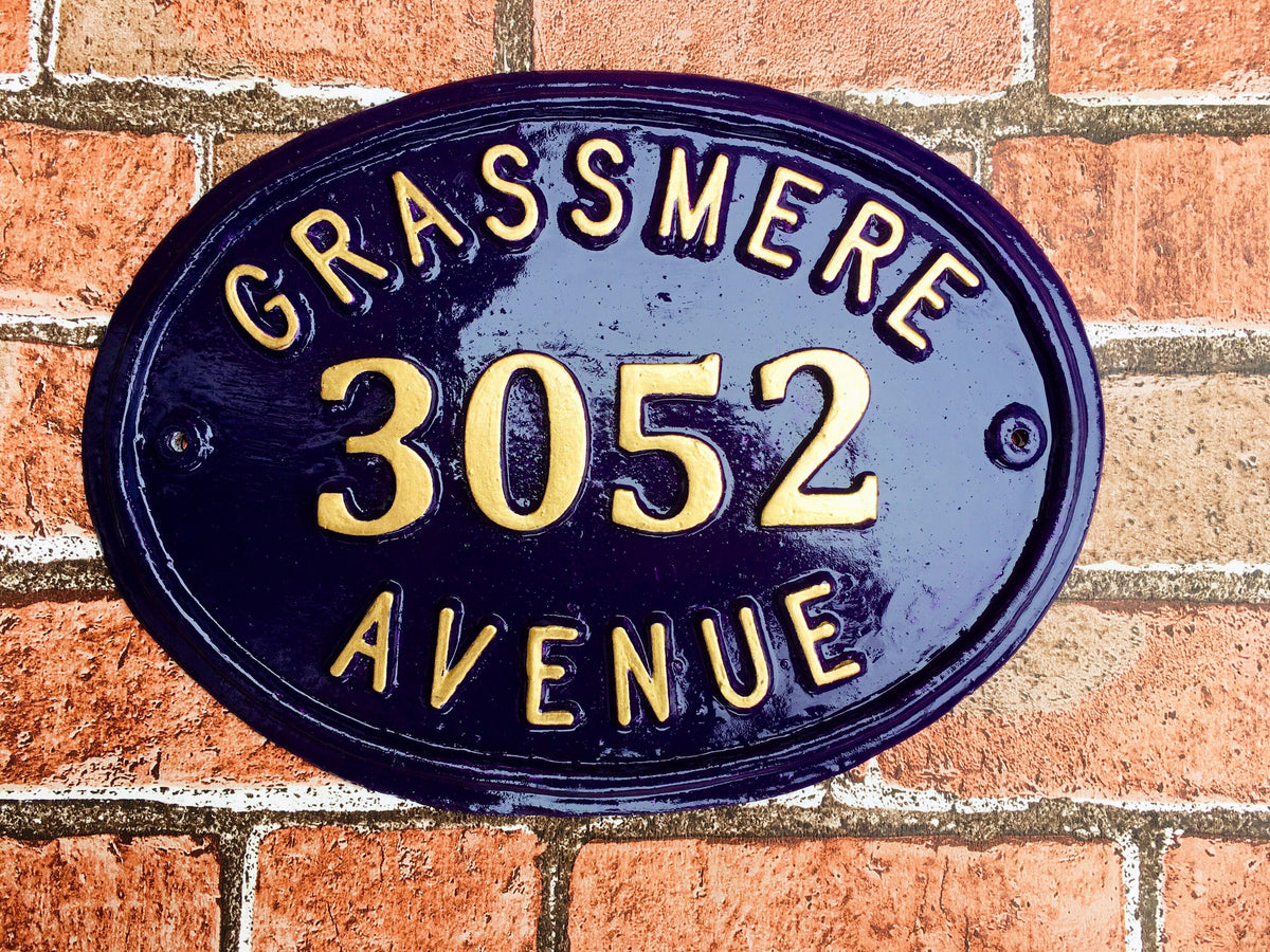 Handmade Colonial House Number Plaque, Personalized Aluminum Address Sign