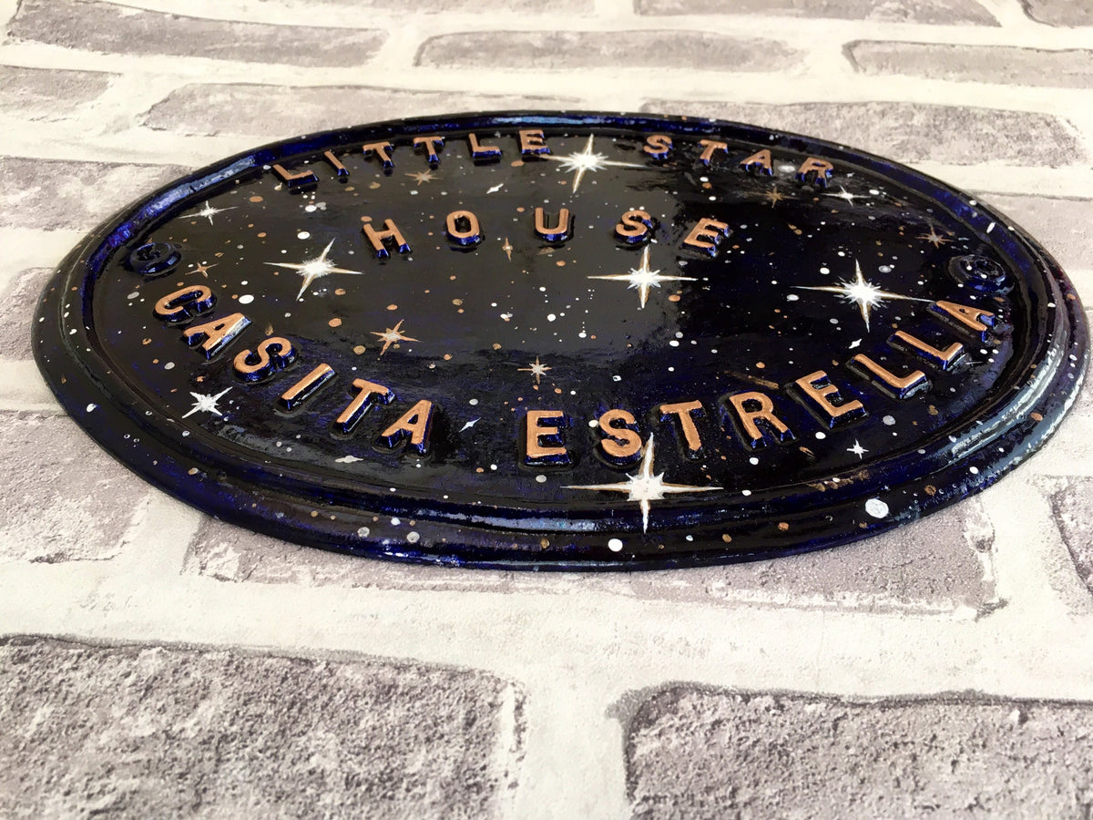 Handmade Aluminum House Number Plaque, Enamel Painted Address Sign