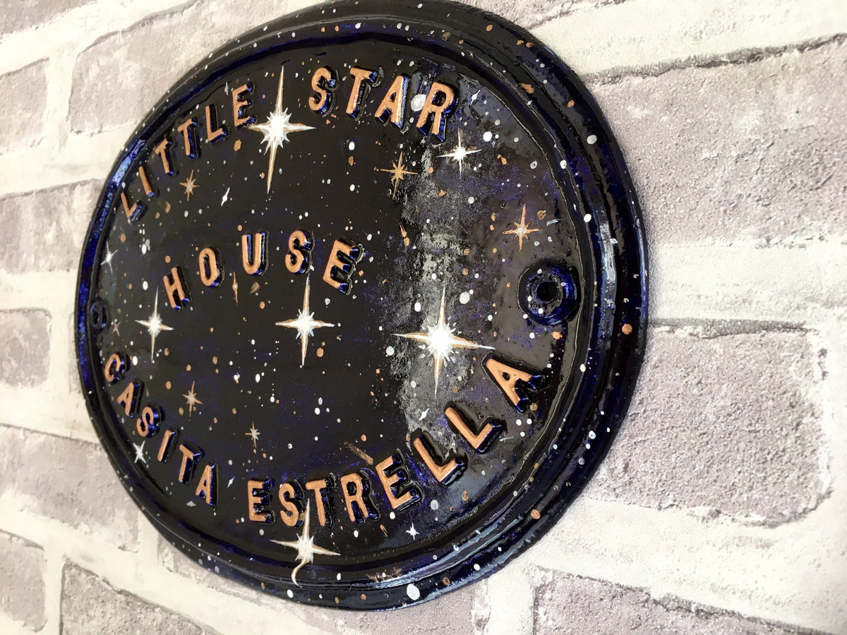 Handmade Aluminum House Number Plaque, Enamel Painted Address Sign