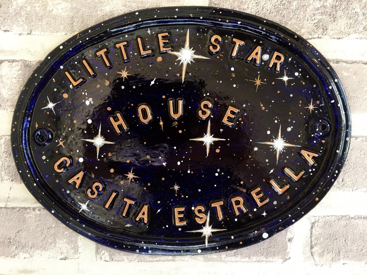 Handmade Aluminum House Number Plaque, Enamel Painted Address Sign