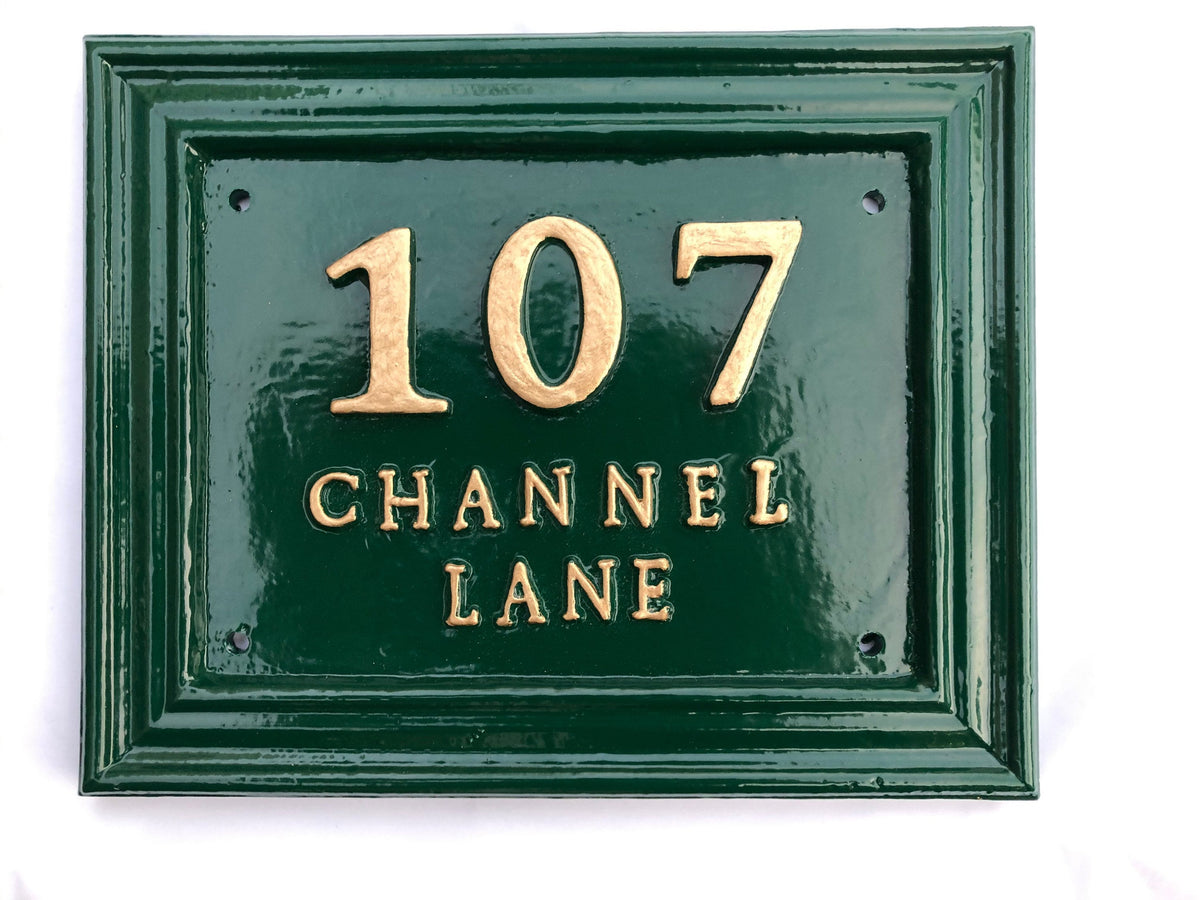 Handmade Cast Aluminum House Number Plaque, Custom Address Sign