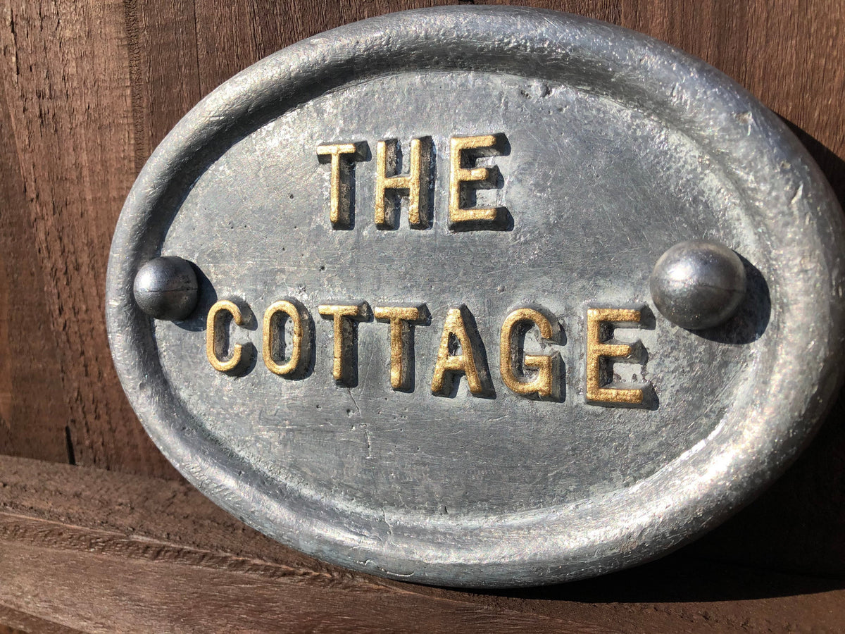 Handmade Cast Lead House Number Sign, Traditional Address Plaque