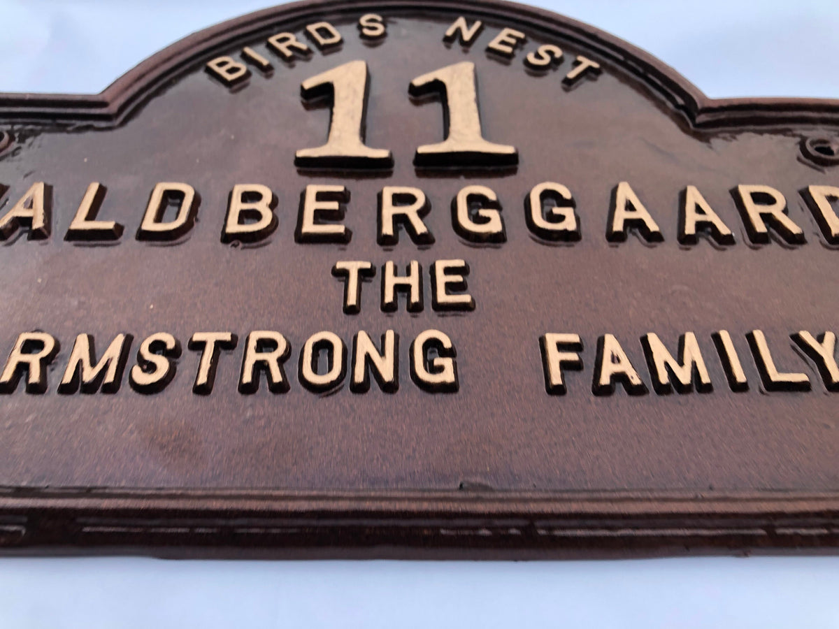 Handmade Cast Aluminum Address Sign, Custom House Plaque, Traditional Door Number