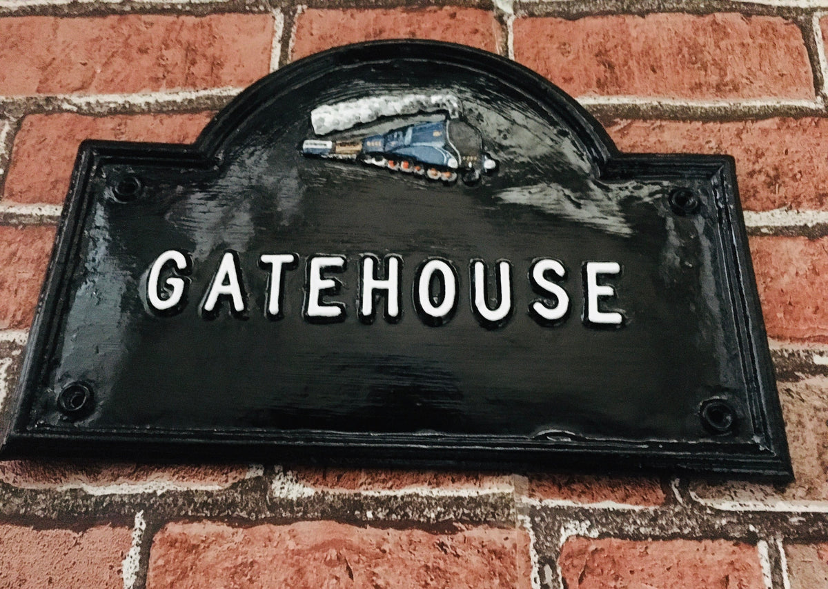 Handmade Mallard Train House Plaque, Cast Aluminum Address Sign