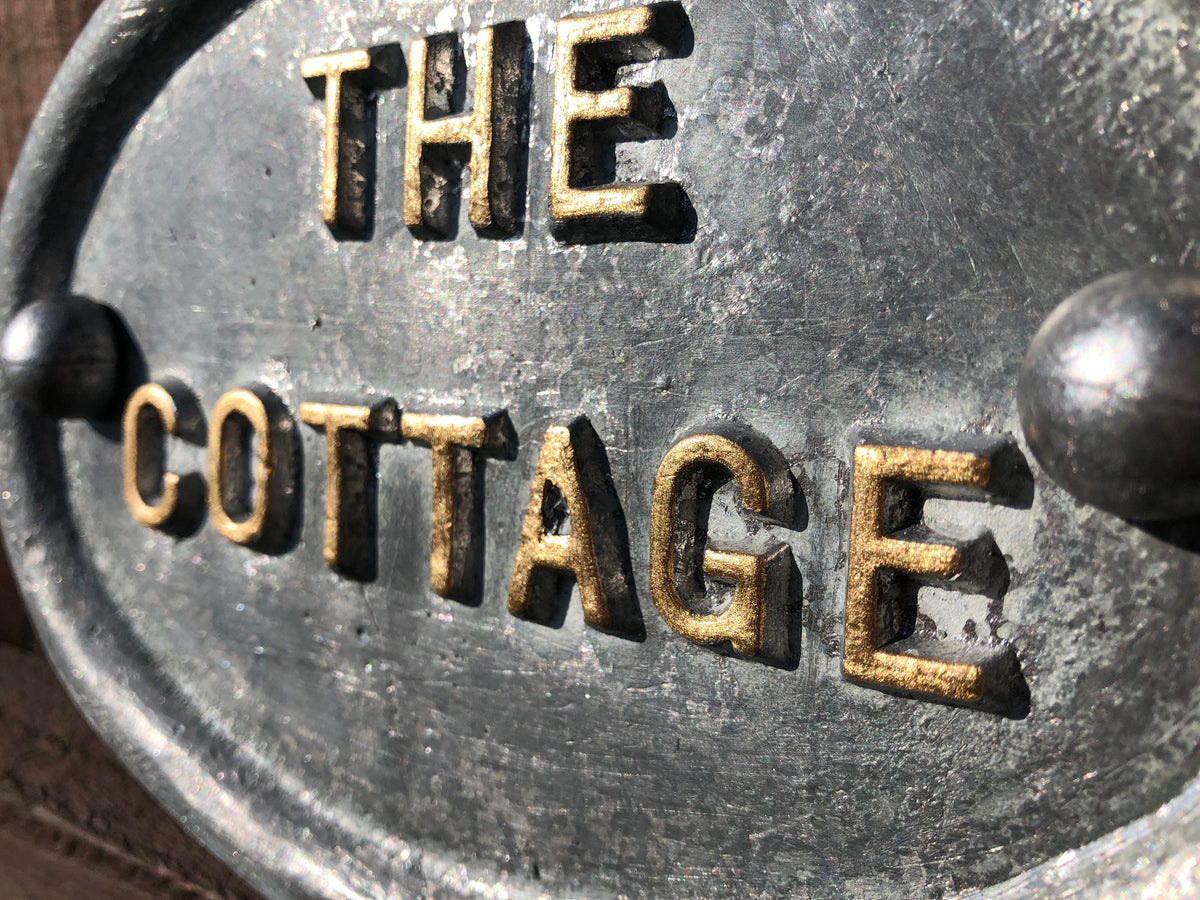 Handmade Cast Lead House Number Sign, Traditional Address Plaque