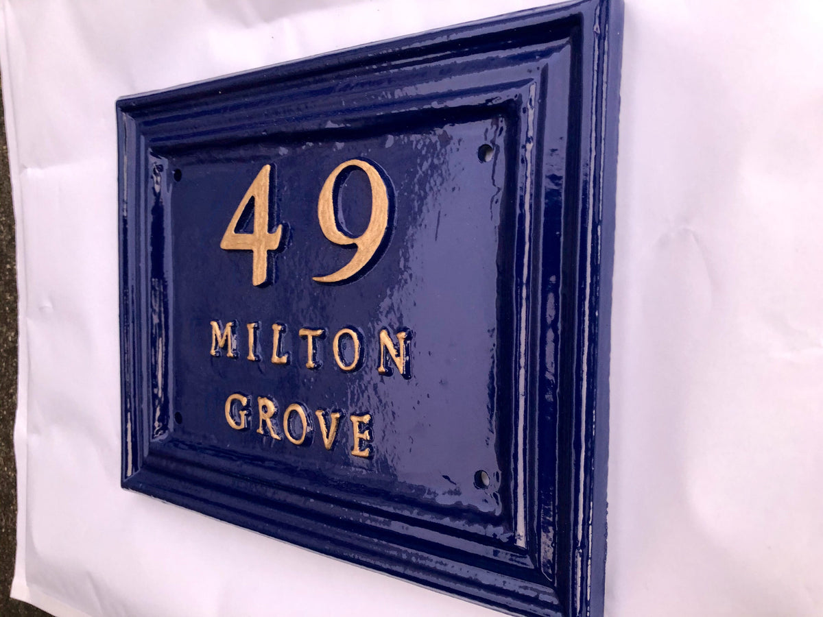 Hand Cast Metal Address Sign, Custom House Number Plaque