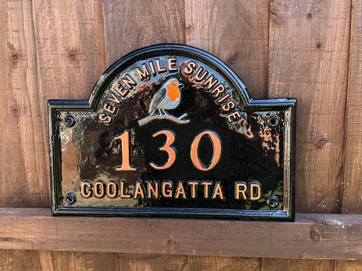 Handmade Edwardian House Name Sign, Custom Cast Aluminum Plaque