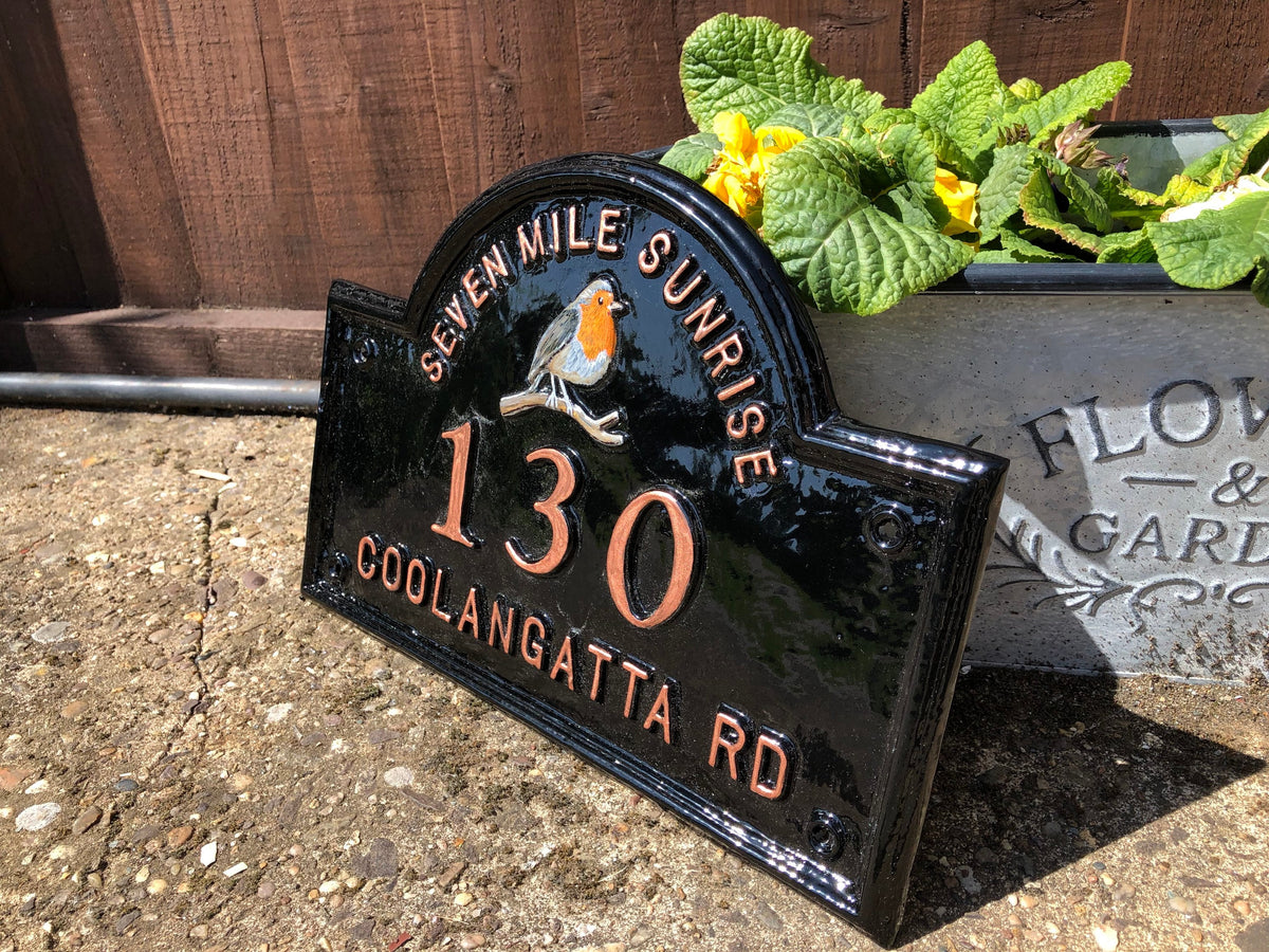 Handmade Edwardian House Name Sign, Custom Cast Aluminum Plaque