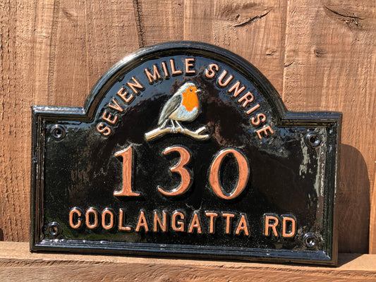 Handmade Edwardian House Name Sign, Custom Cast Aluminum Plaque