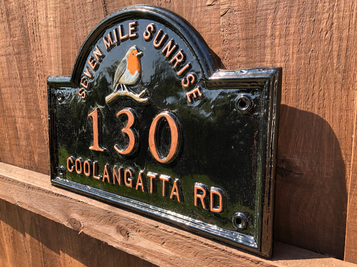 Handmade Edwardian House Name Sign, Custom Cast Aluminum Plaque