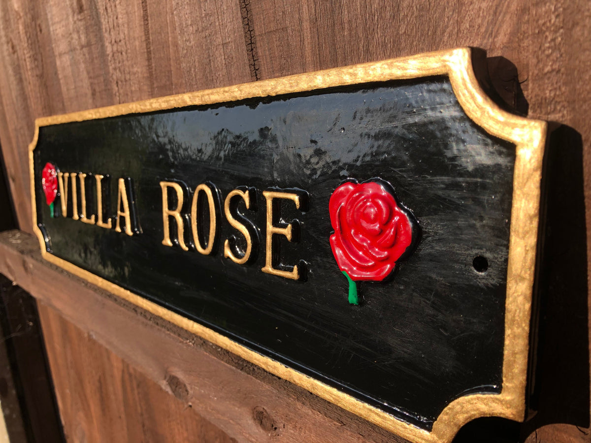 Handmade Enamel Finished House Number Plaque, Cast Aluminum Address Sign
