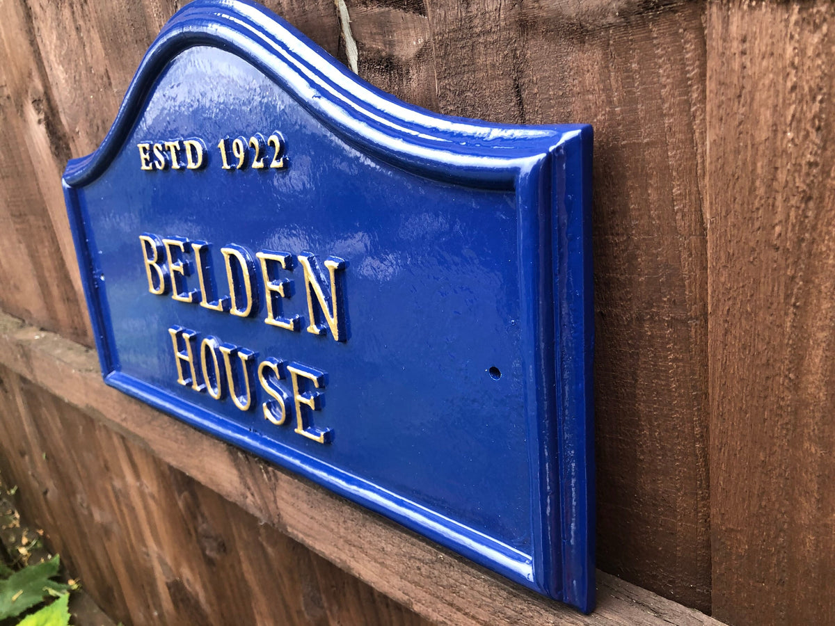 Personalized Edwardian House Name Sign, Cast Aluminum, Custom Colors