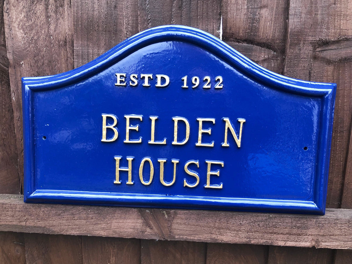 Personalized Edwardian House Name Sign, Cast Aluminum, Custom Colors