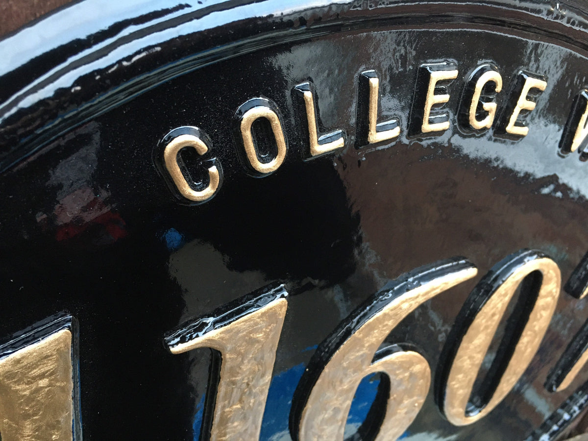 Large Oval Address Plaque, Cast Aluminum Colonial House Sign