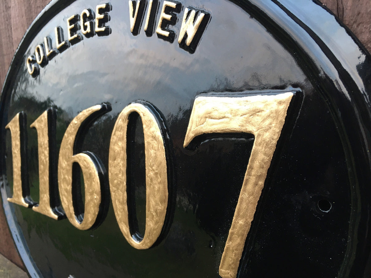 Large Oval Address Plaque, Cast Aluminum Colonial House Sign