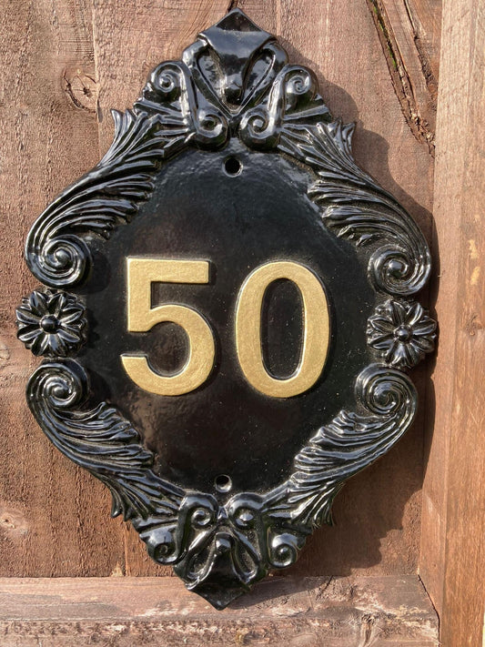 Art Nouveau House Plaque, French Style Château Sign, Custom Address Number